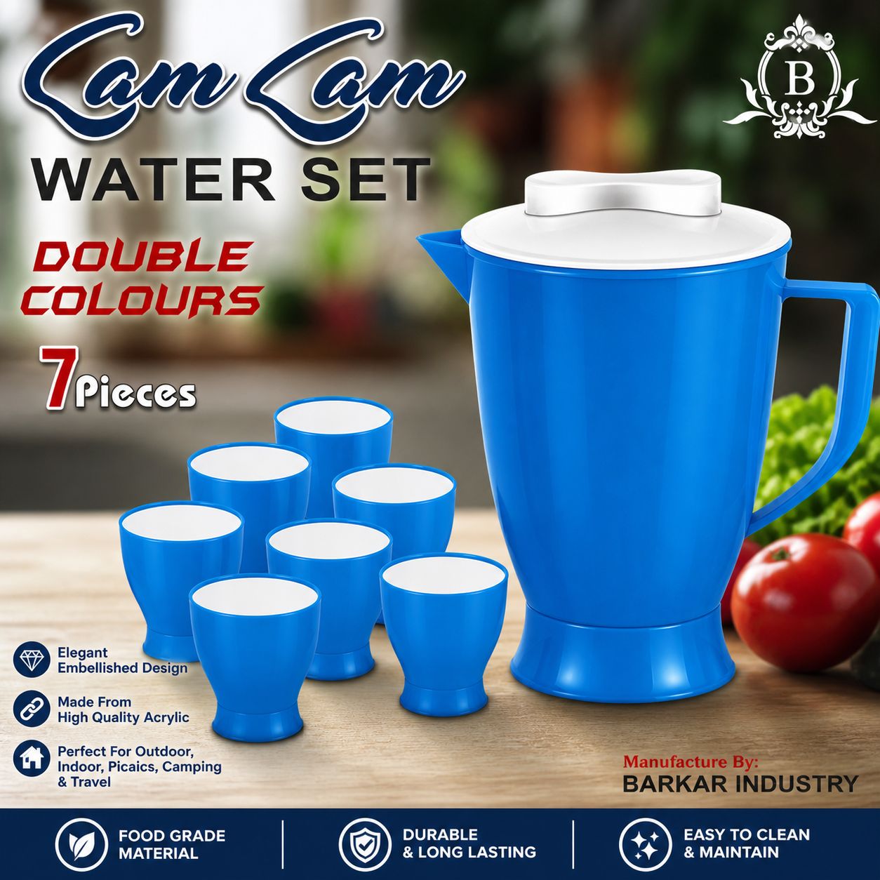 Cam Cam Water Set – 7 Pieces (Double Colour Design)