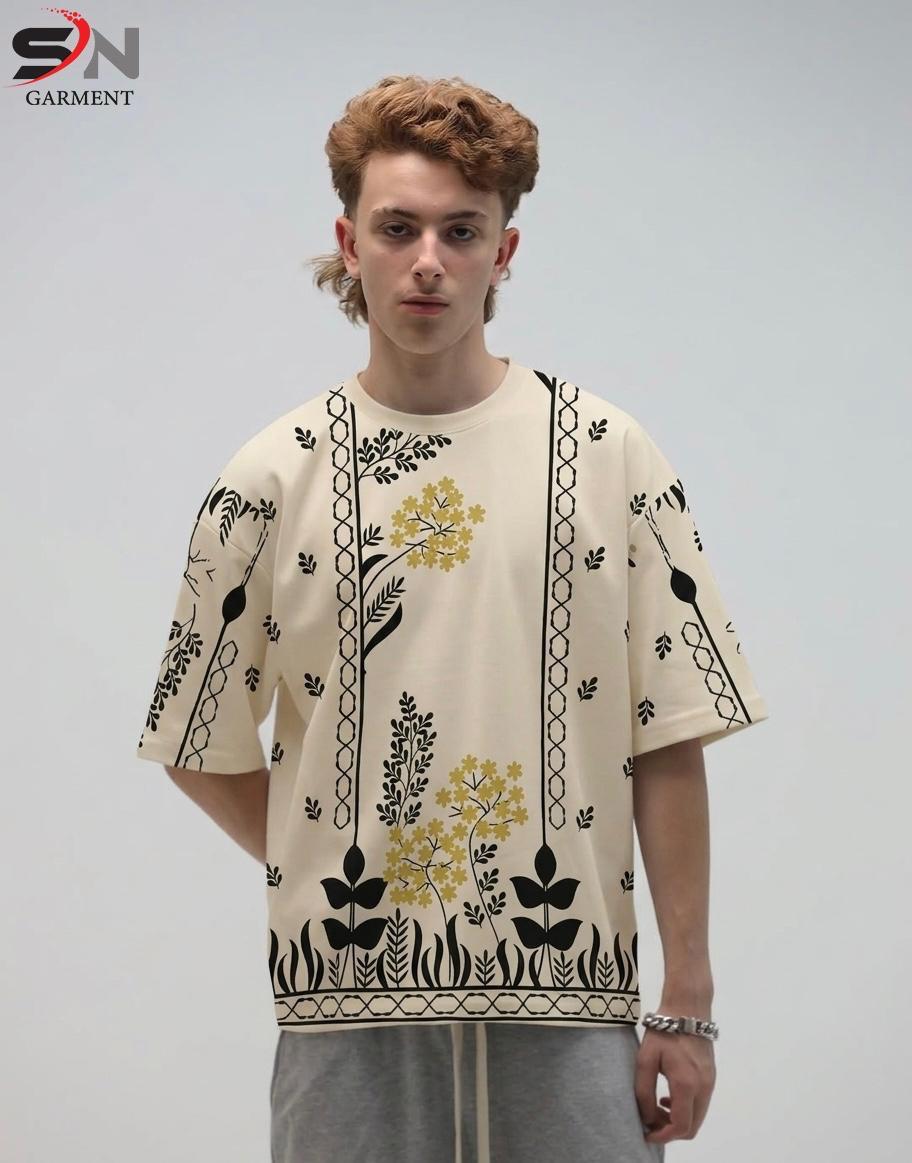 Men’s Oversized Floral Graphic T-Shirt - Image 3
