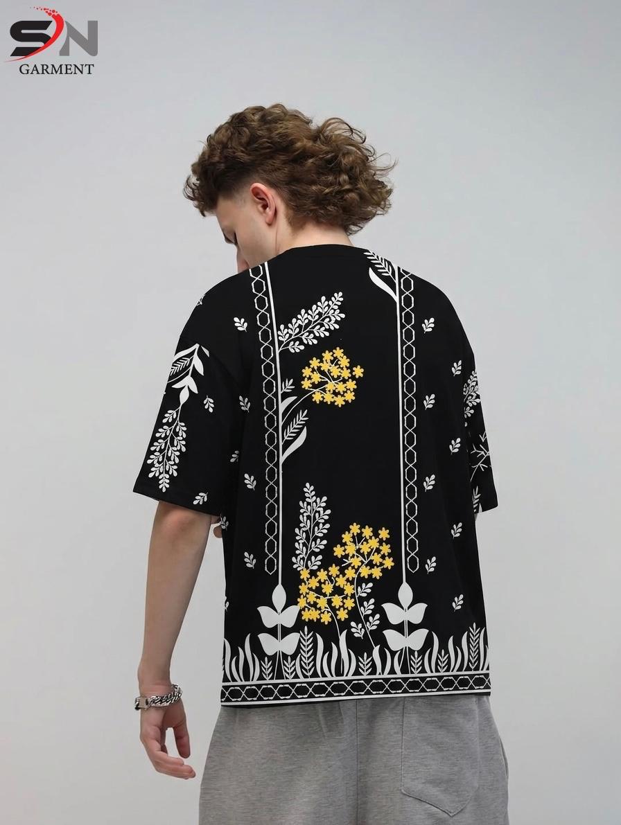 Men’s Oversized Floral Graphic T-Shirt - Image 2