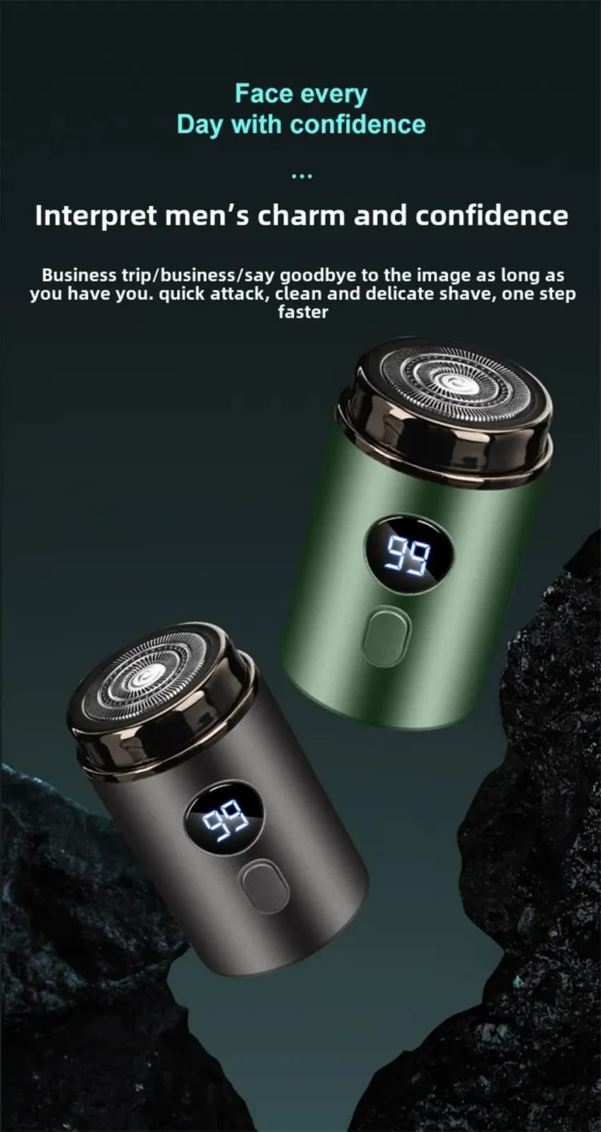 Men's electric mini shaver, dry and wet dual-use shaver, LED digital display rechargeable car shaver, home travel shaver - Image 4