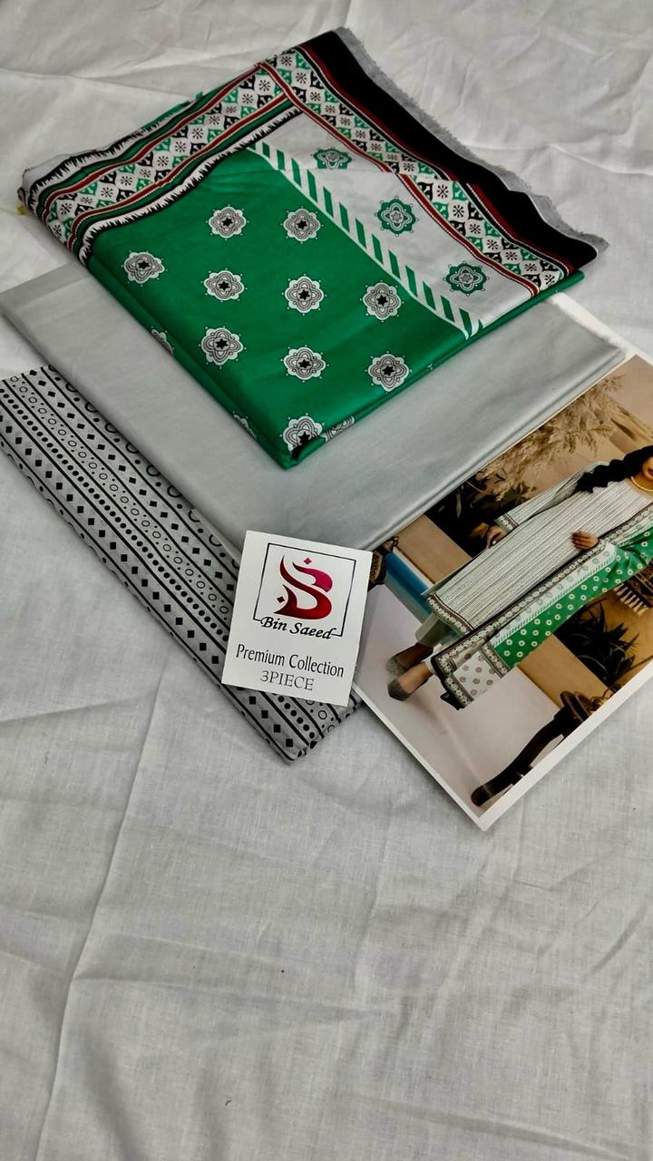 Digital Printed Lawn Three Piece Suite and Dyed Trouser - Image 6