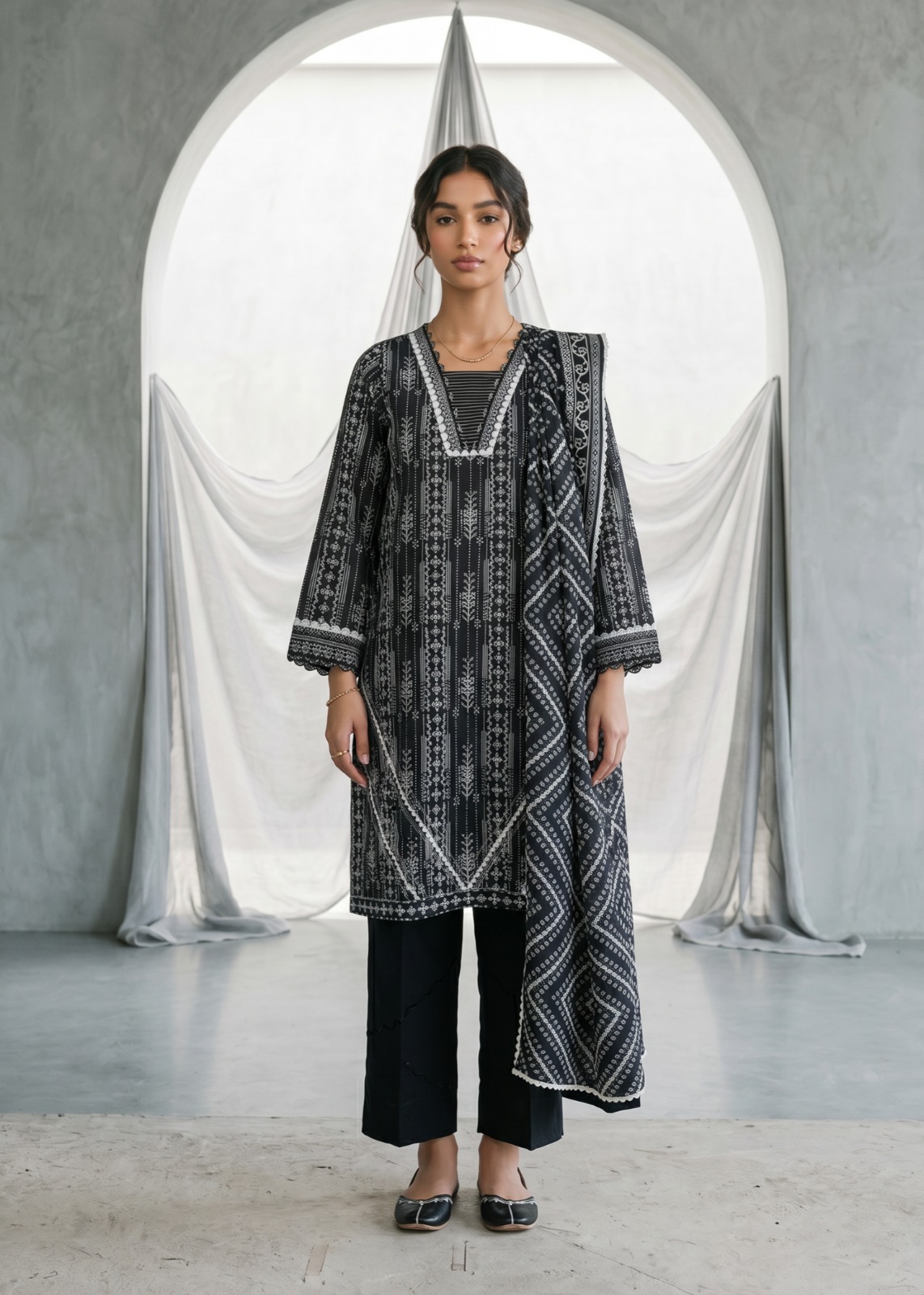Zellbury Black & White π― Outlet Stock Lawn 3 Pcs Unstitched Collection 2026! - Image 4