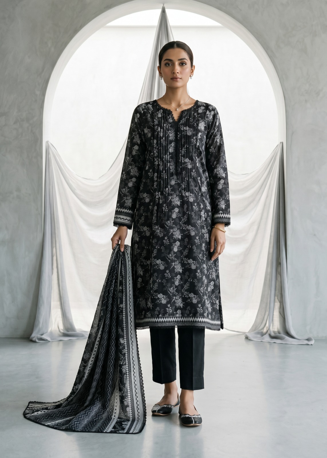 Zellbury Black & White π― Outlet Stock Lawn 3 Pcs Unstitched Collection 2026! - Image 5
