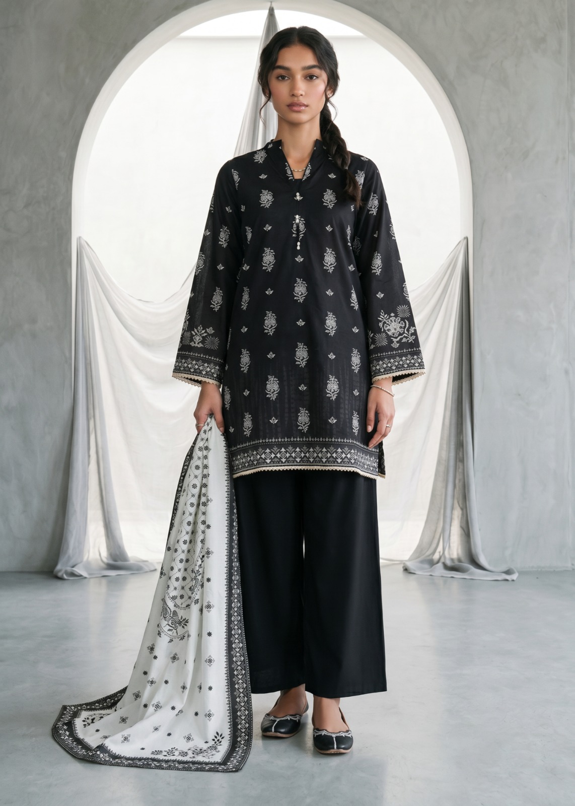 Zellbury Black & White π― Outlet Stock Lawn 3 Pcs Unstitched Collection 2026! - Image 2