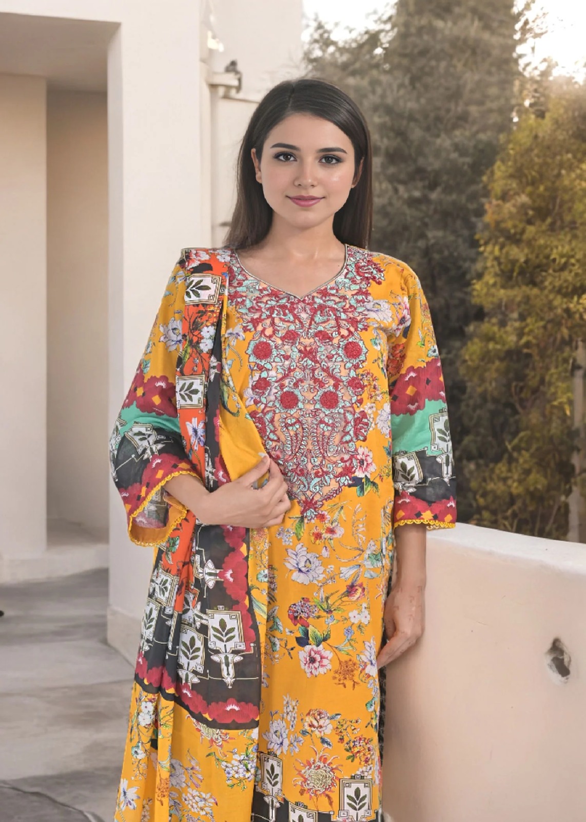 Noorma Kaamal Embroided ๐ฏ Outlet Stock Lawn 3 Pcs Unstitched Collection 2026! - Image 2