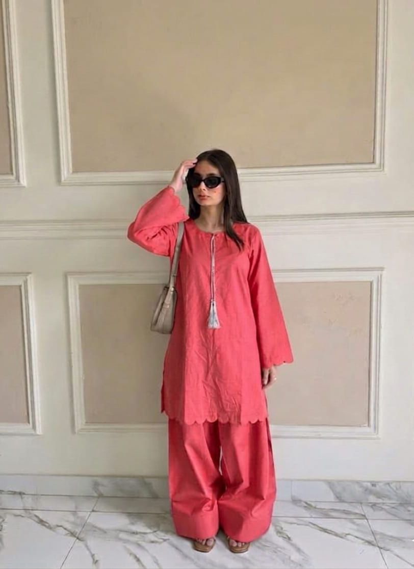 KB Collection Elegant Cutwork Shirt With Farshi Shalwar 2pcs - Image 2