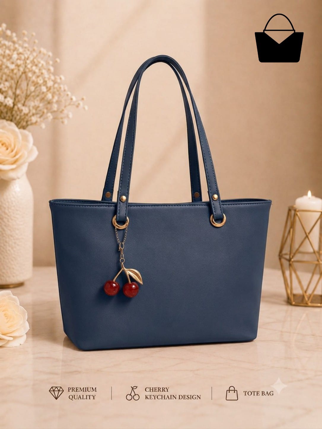 KB Collection Premium Women's Cherry Charm Tote Bag - Image 2